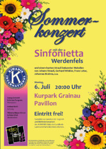 Sommerkonzert, Sinfonietta Werdenfels in Grainau, Kiwanis, 6.07.2026